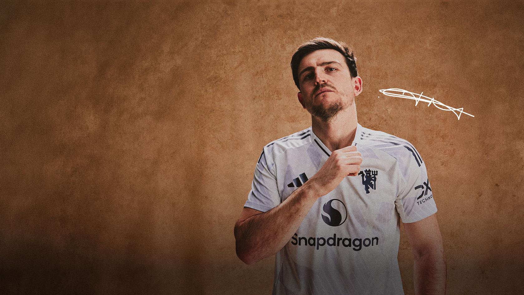 Harry Maguire away shirt signature