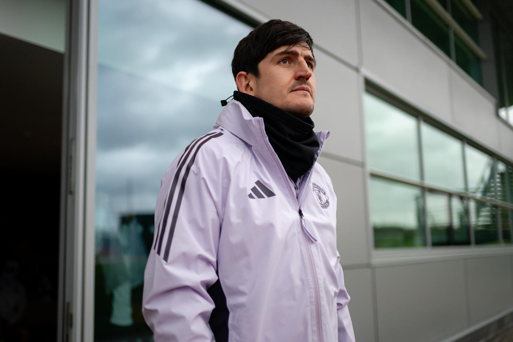 Harry Maguire walking out to training at Carrington