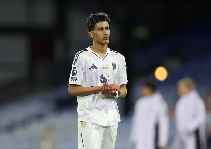 Gabriel celebrating a goal for United U18s