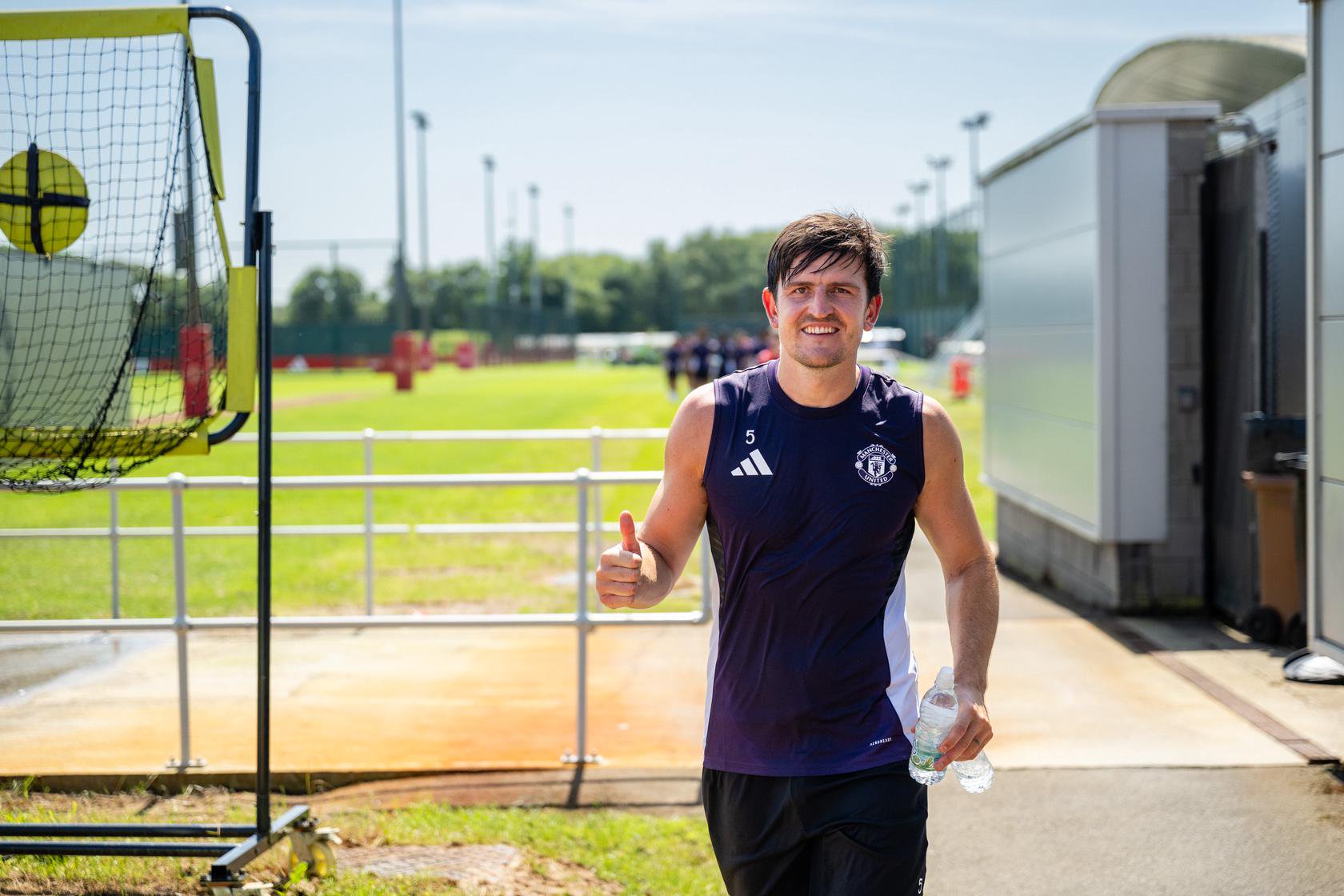 Harry Maguire training at Carrington