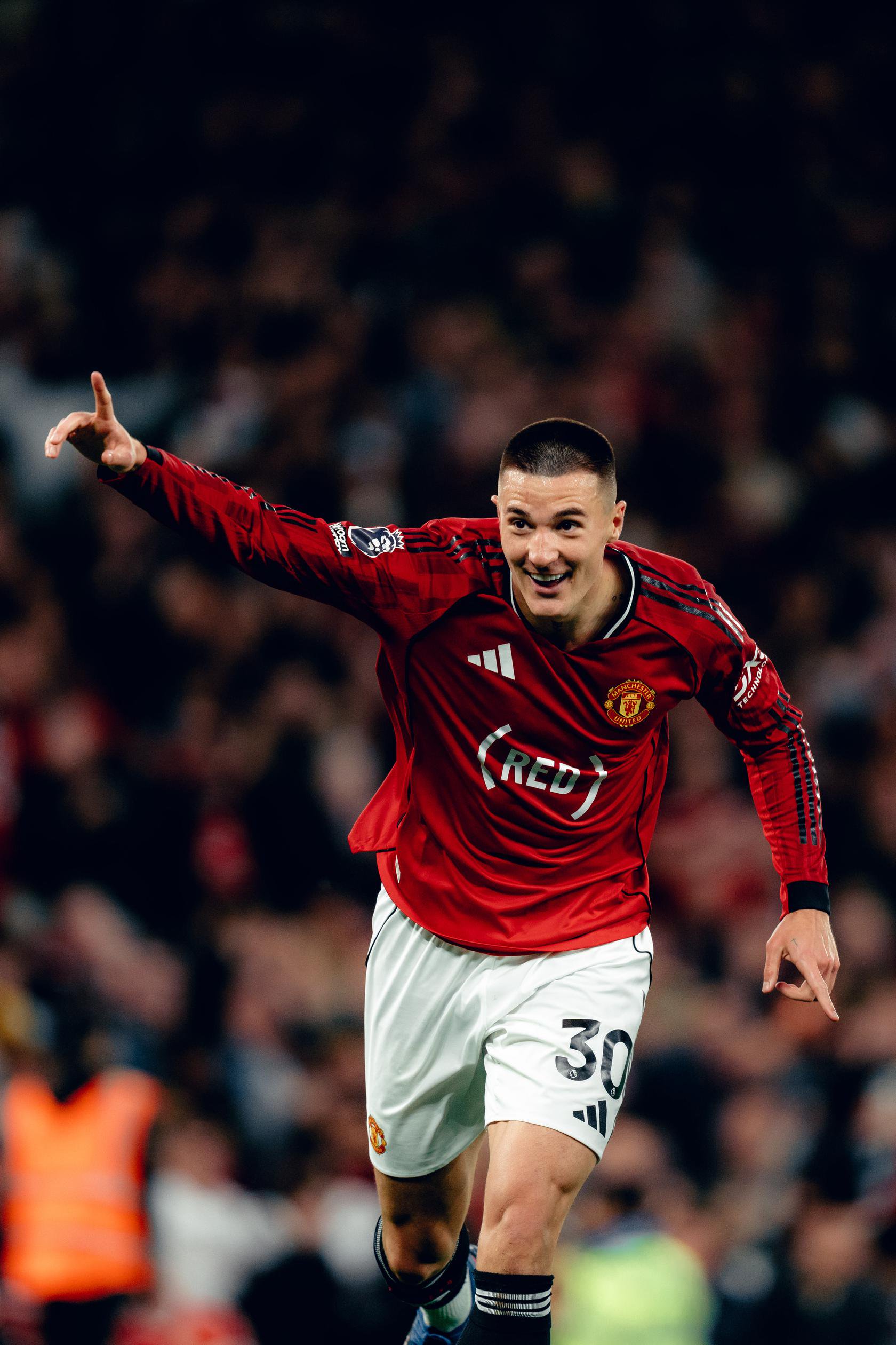 Image: Sesko celebration for highlights v Brentford