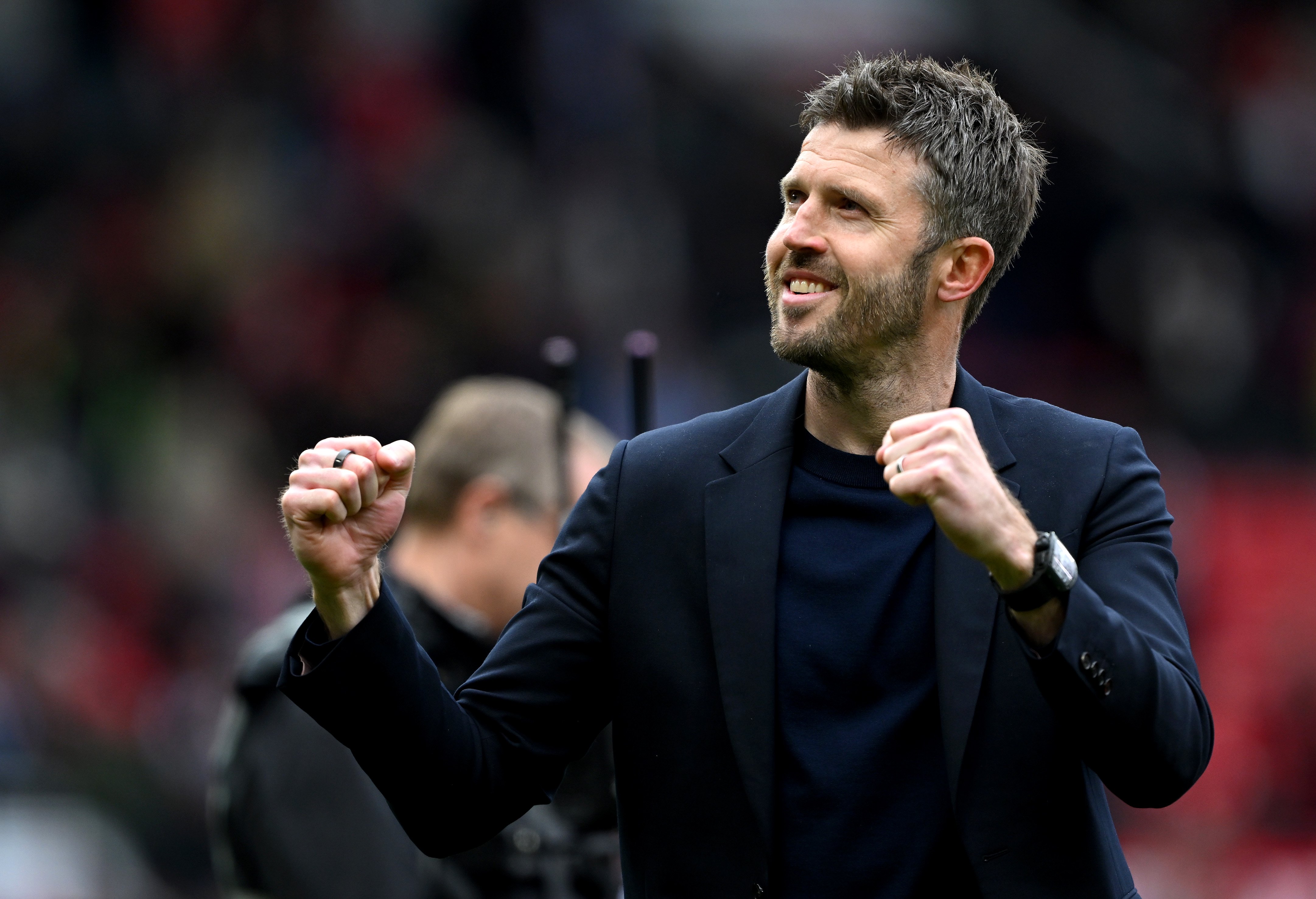 Image of Michael Carrick after win against Liverpool