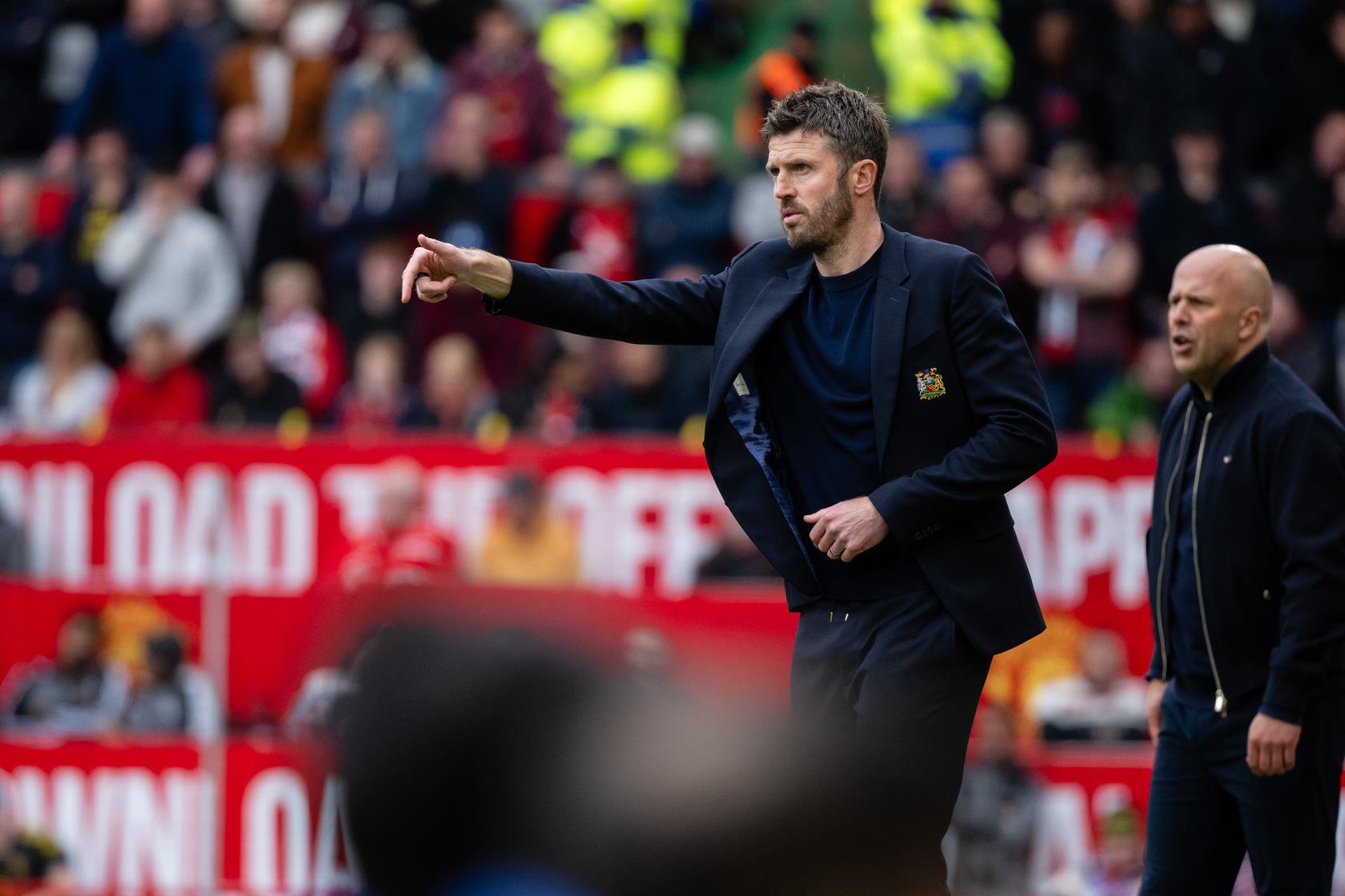 Michael Carrick on the Old Trafford touchline