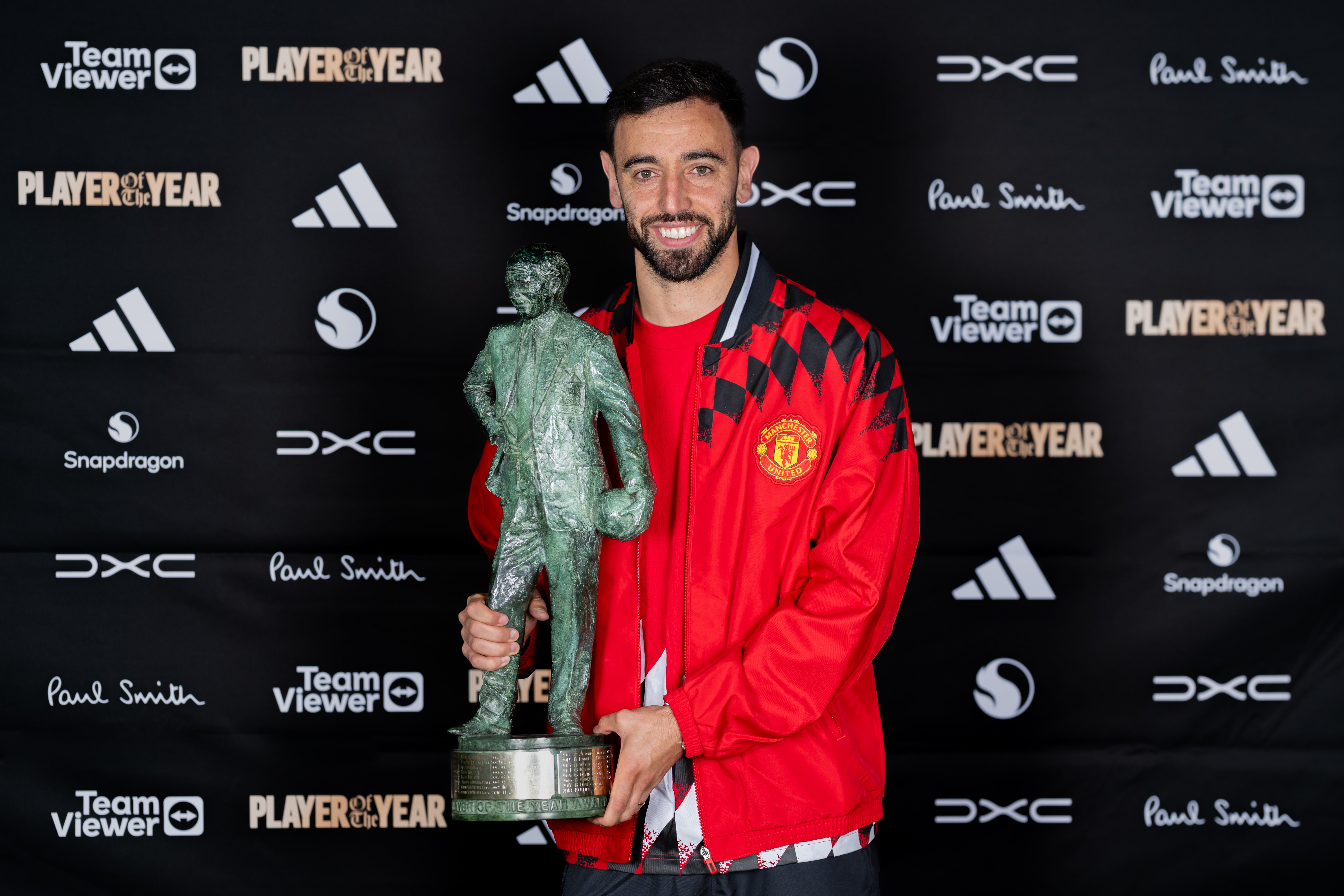 Bruno Fernandes with his fifth Sir Matt Busby Player of the Year award