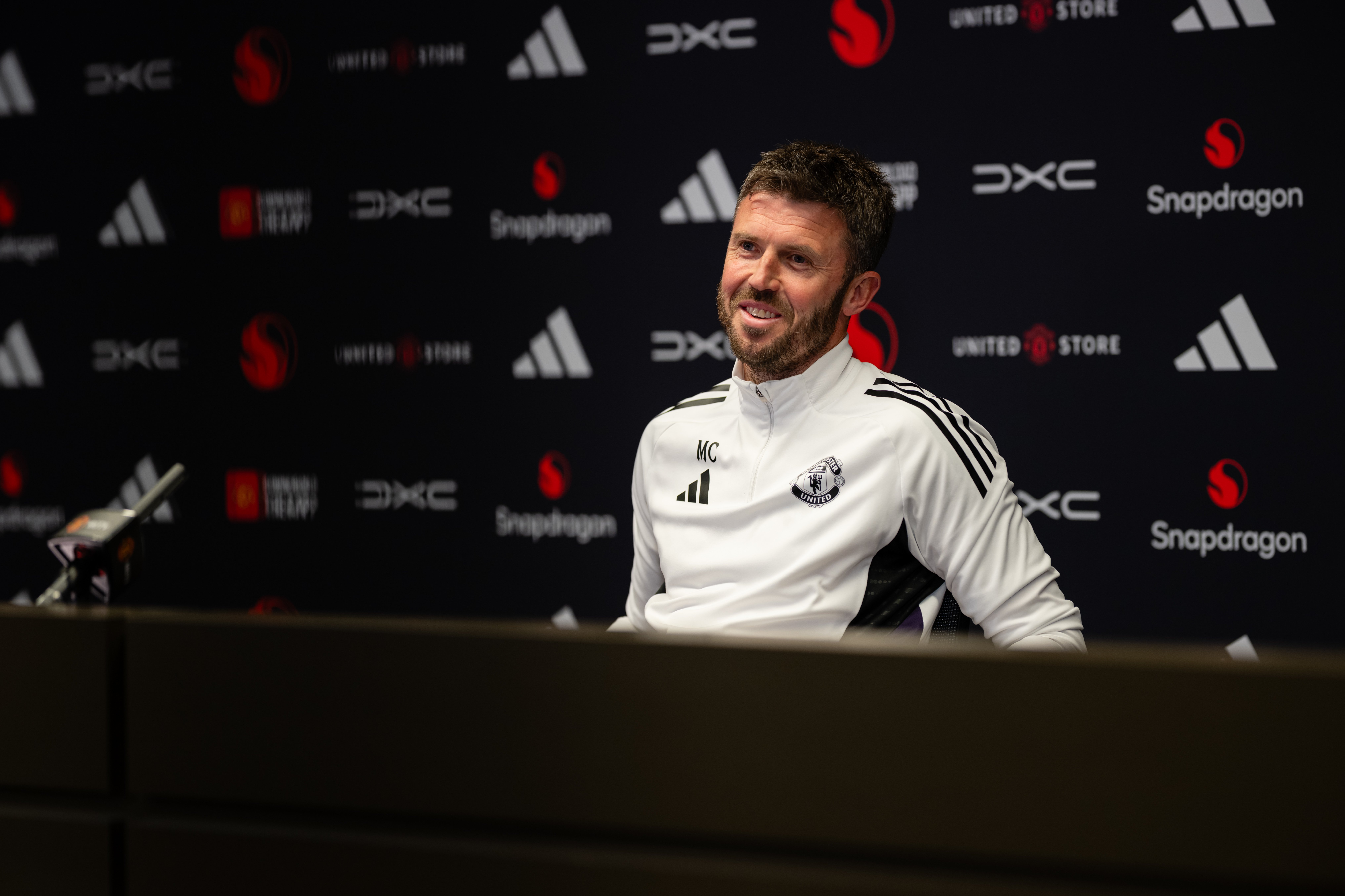 Michael Carrick press conference image for part two v Forest | 15 May 2026