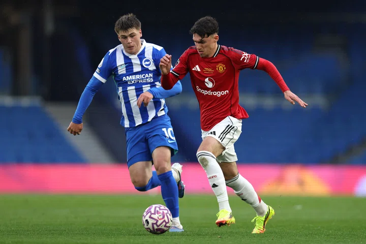 James Scanlon in action for Man Utd Under 21s v Brighton