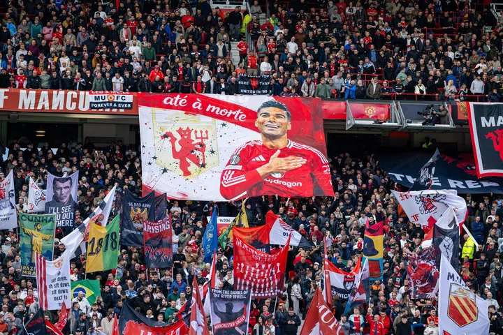 Image of Casemiro banner on Stretford End for last home game