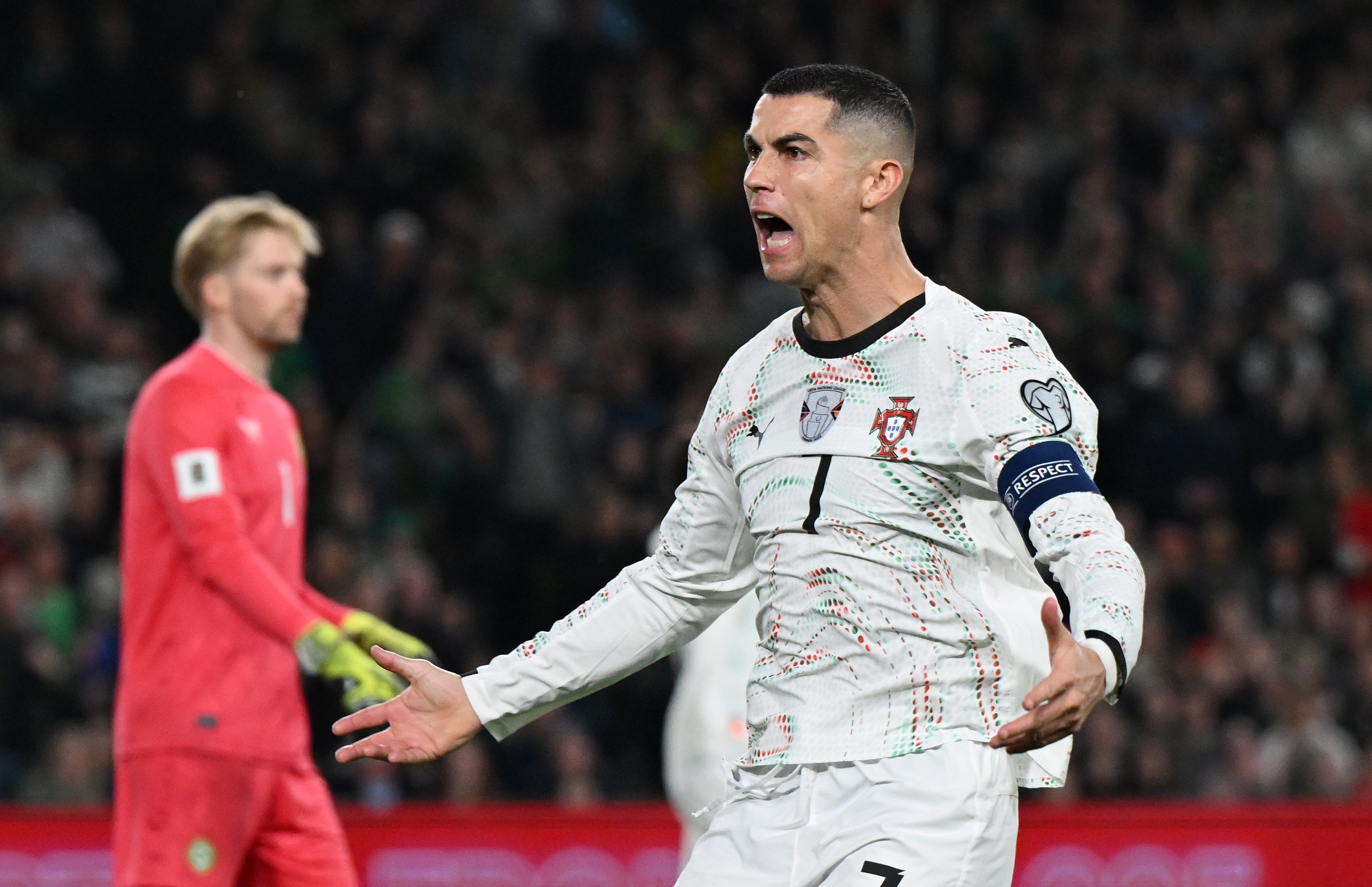 Cristiano Ronaldo in white Portugal kit