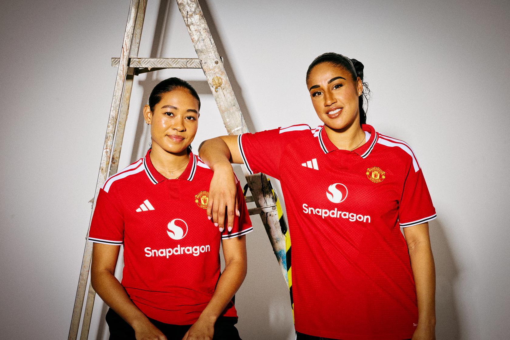 Jayde Riviere and Gabby George in new United kit 2026 27