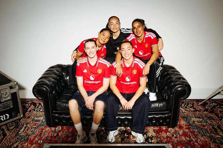 Image of Terland, Tullis-Joyce, Le Tissier, George and Riviere on 2026/27 home kit shoot