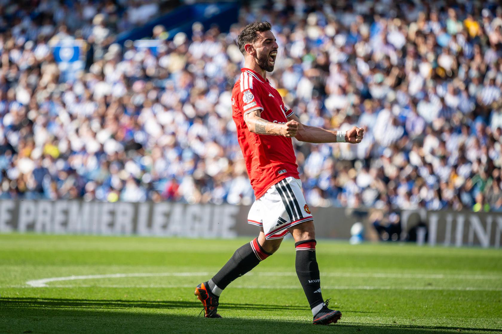 Image – Bruno Fernandes celebrates scoring against Brighton May 2026