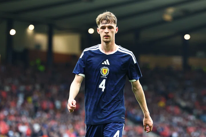 Tyler Fletcher in action on his senior international debut for Scotland