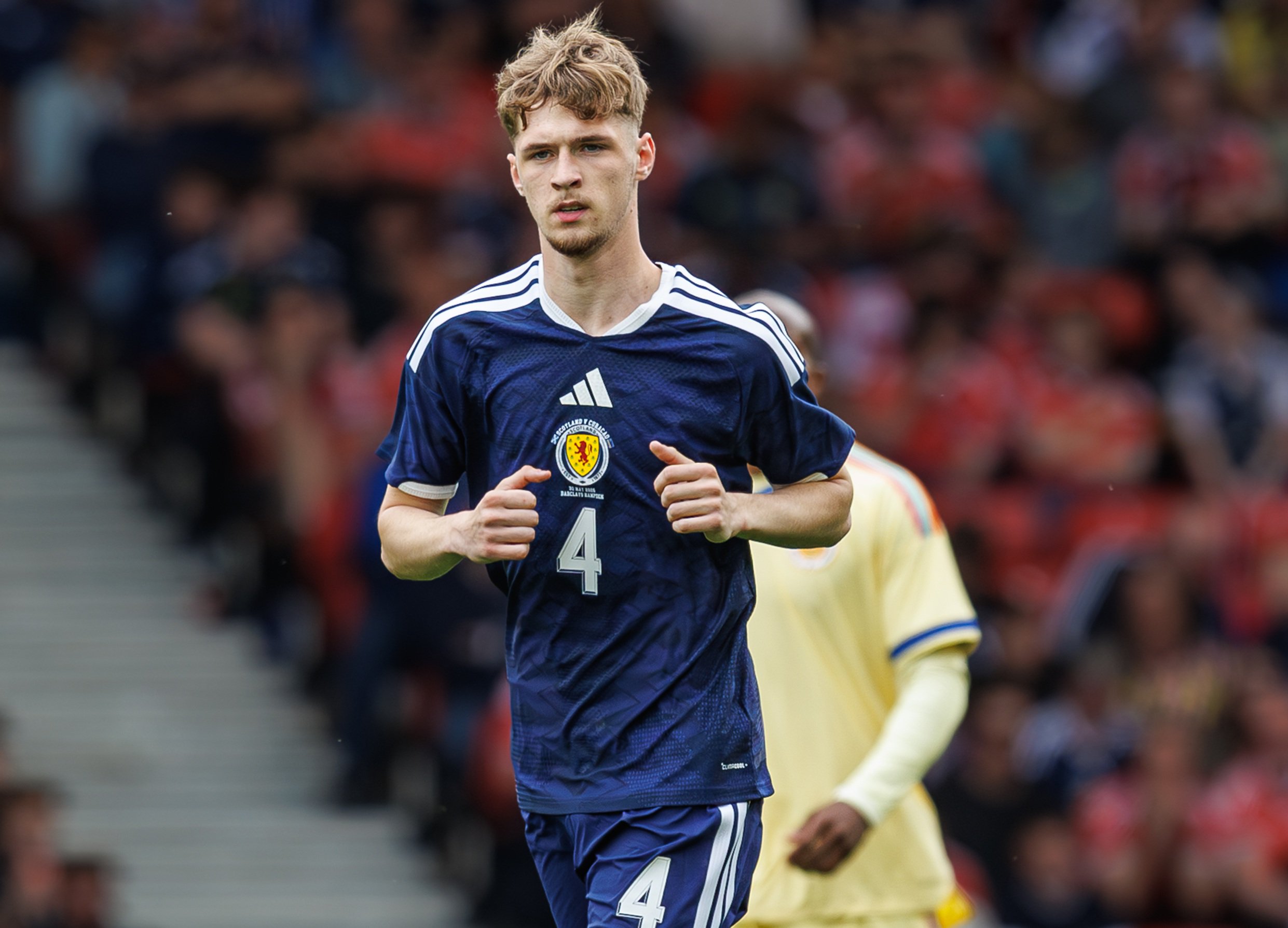 Tyler Fletcher in action for Scotland against Curacao