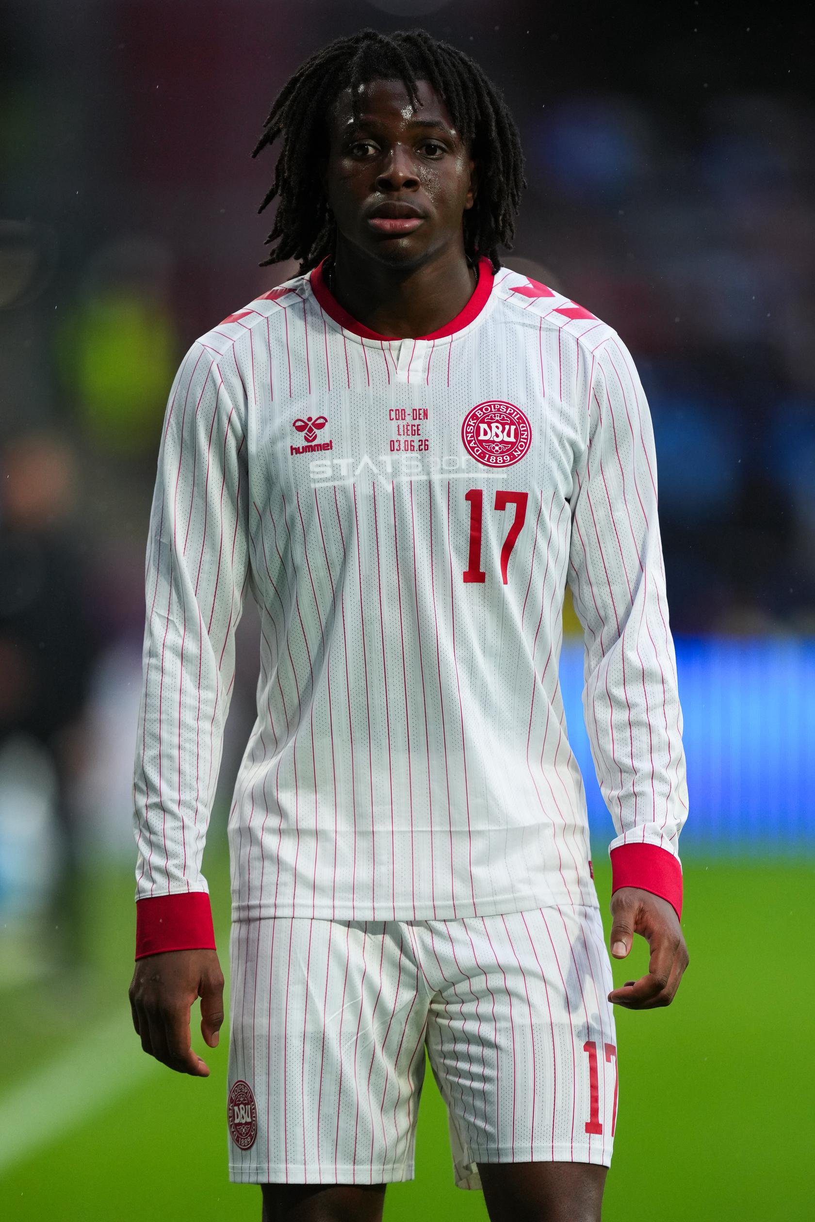 Patrick Chinazaekpere Dorgu in Denmark's white shirt