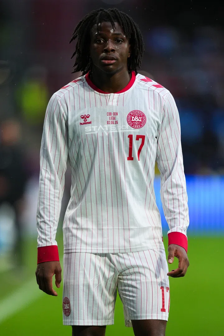Patrick Chinazaekpere Dorgu in Denmark's white shirt