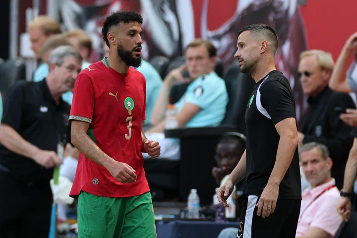 Noussair Mazraoui playing for Morocco