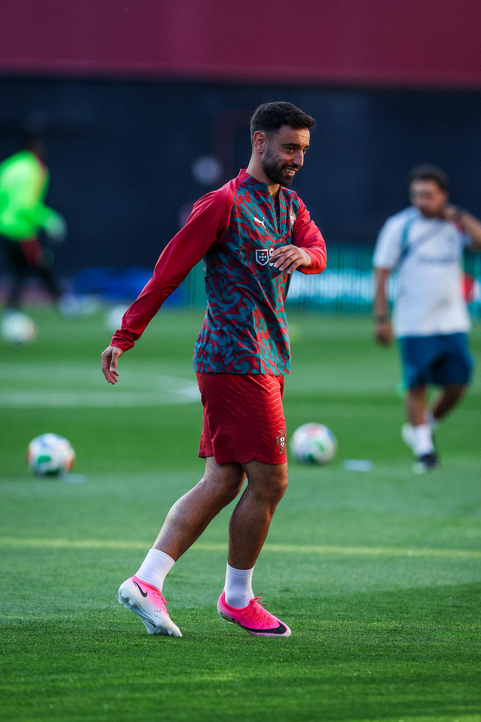 Bruno Fernandes smiling for Portugal