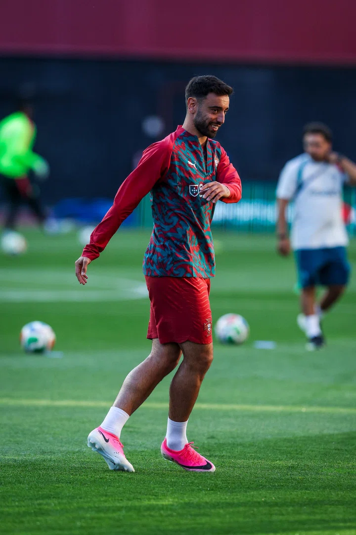 Bruno Fernandes smiling for Portugal