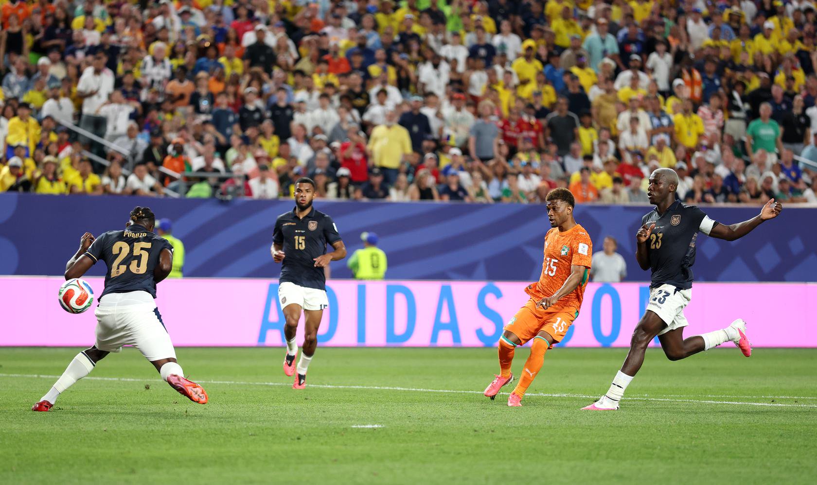 Amad scoring against Ecuador