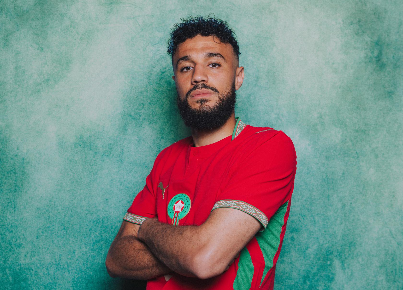 Noussair Mazraoui's World Cup portrait.