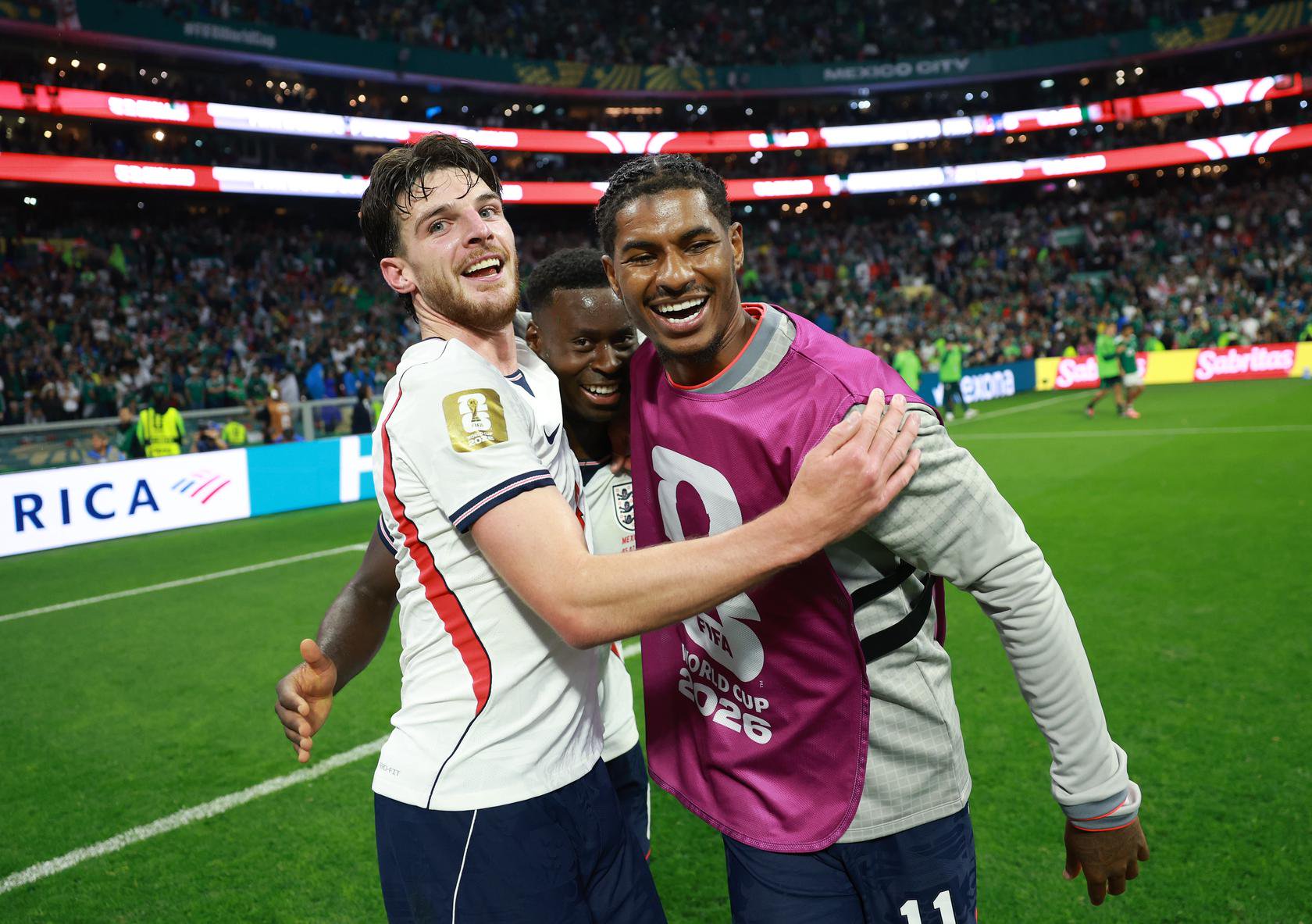 Marcus Rashford celebrating Mexico 2 England 3