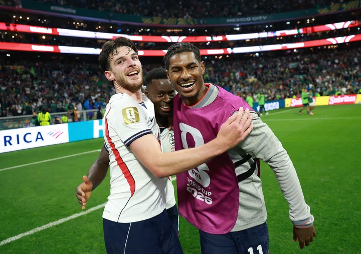 Marcus Rashford celebrating Mexico 2 England 3