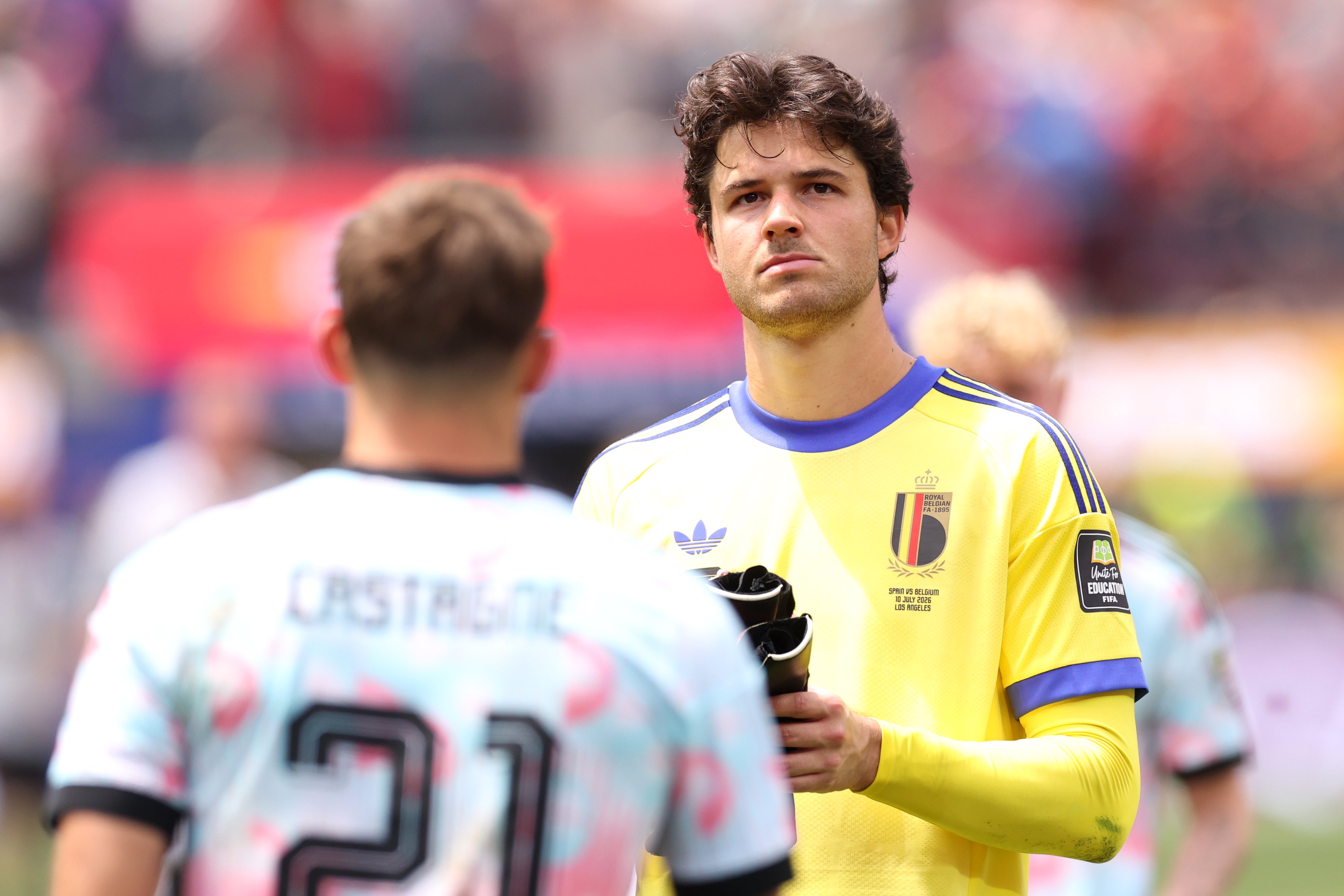 Senne Lammens looking into distance after 2026 World Cup debut for Belgium