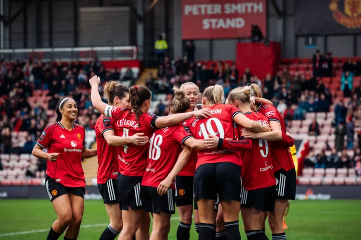 Image of United Women celebrating goal v Liverpool during 2025/26 season