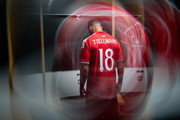 Youri Tielemans in new Manchester United home kit