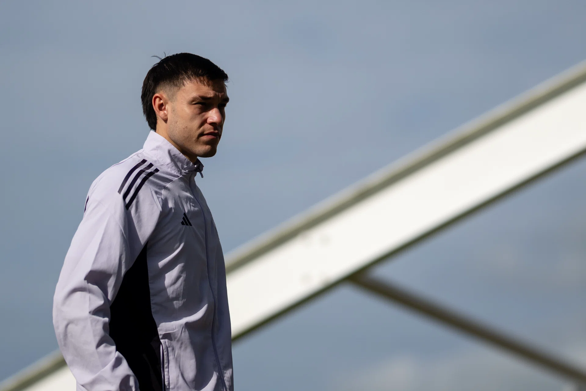 Manuel Ugarte in white top at Carrington