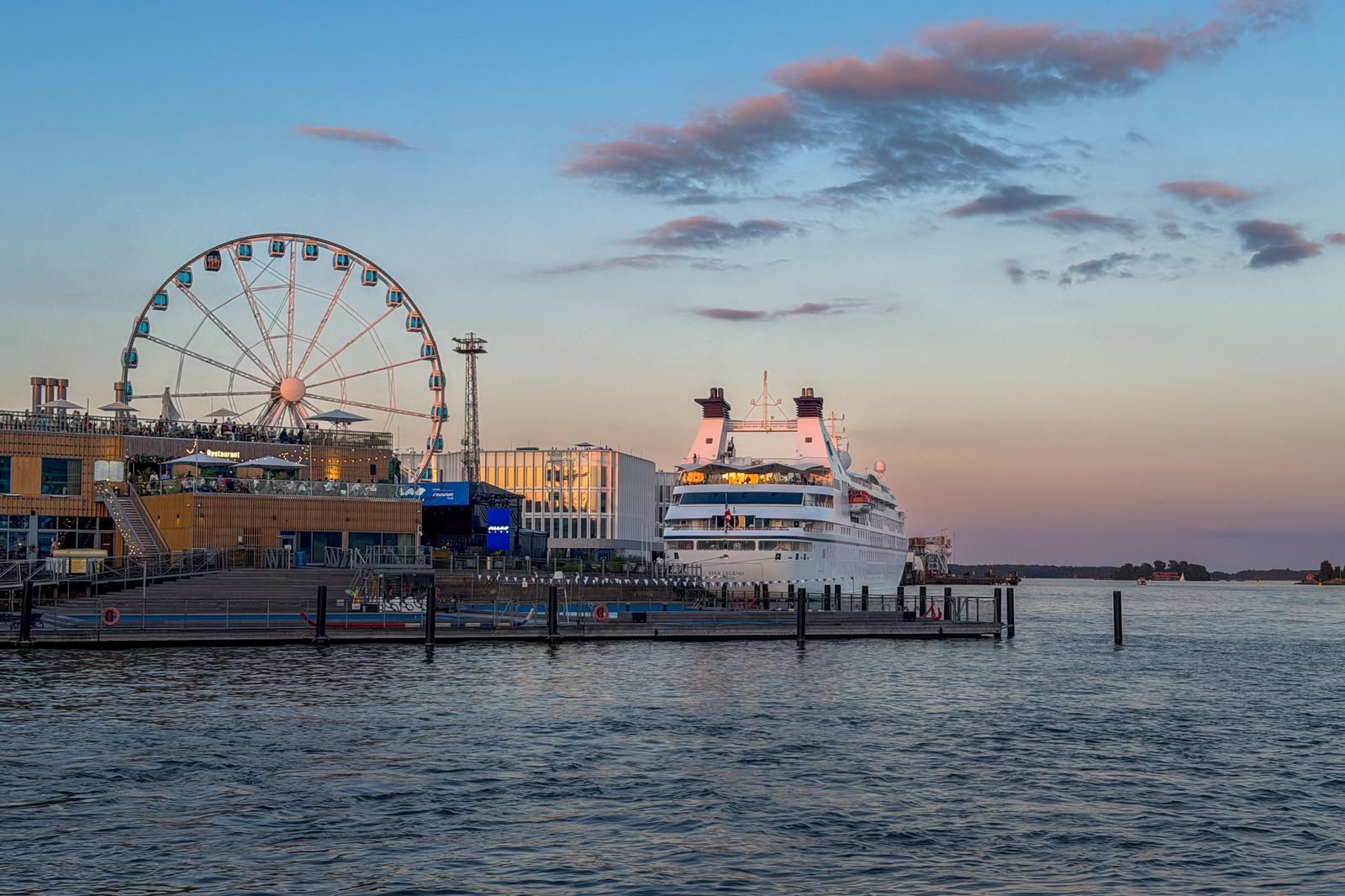 Cruise ship by giant wheel in Helsinki