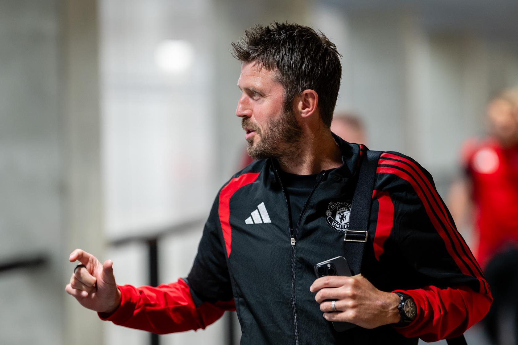 Michael Carrick arrives at the Olympic Stadium in Helsinki