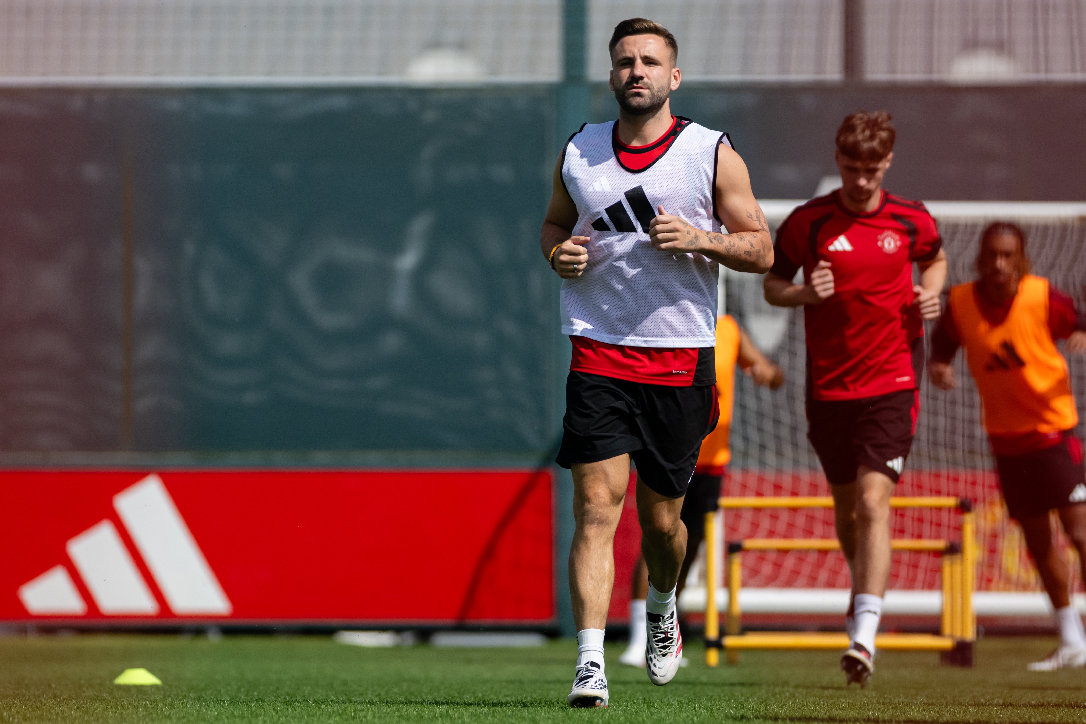 Luke Shaw in training ahead of Rosenborg game 20 July 2026