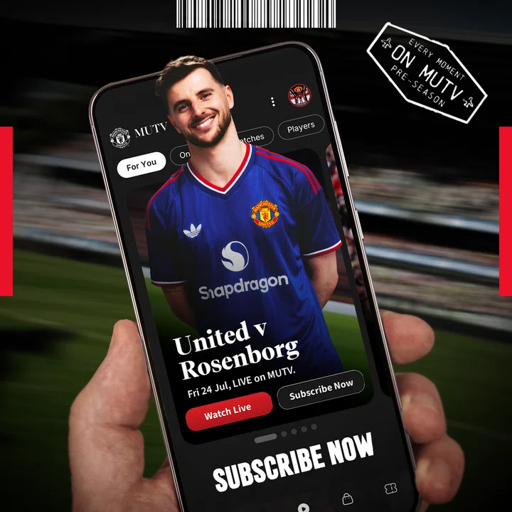 Mason Mount image for Rosenborg v United live on MUTV