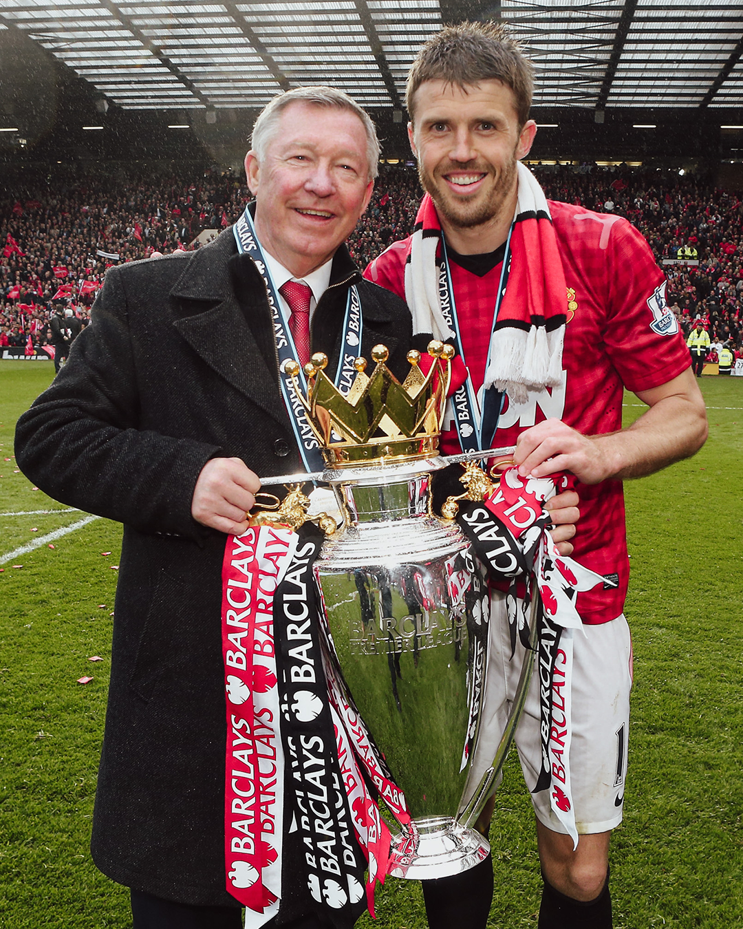 Image 10 Michael Carrick and Sir Alex with 2013 Premier League trophy
