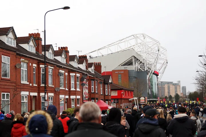 Old Trafford exterior view Sir Matt Busby Way