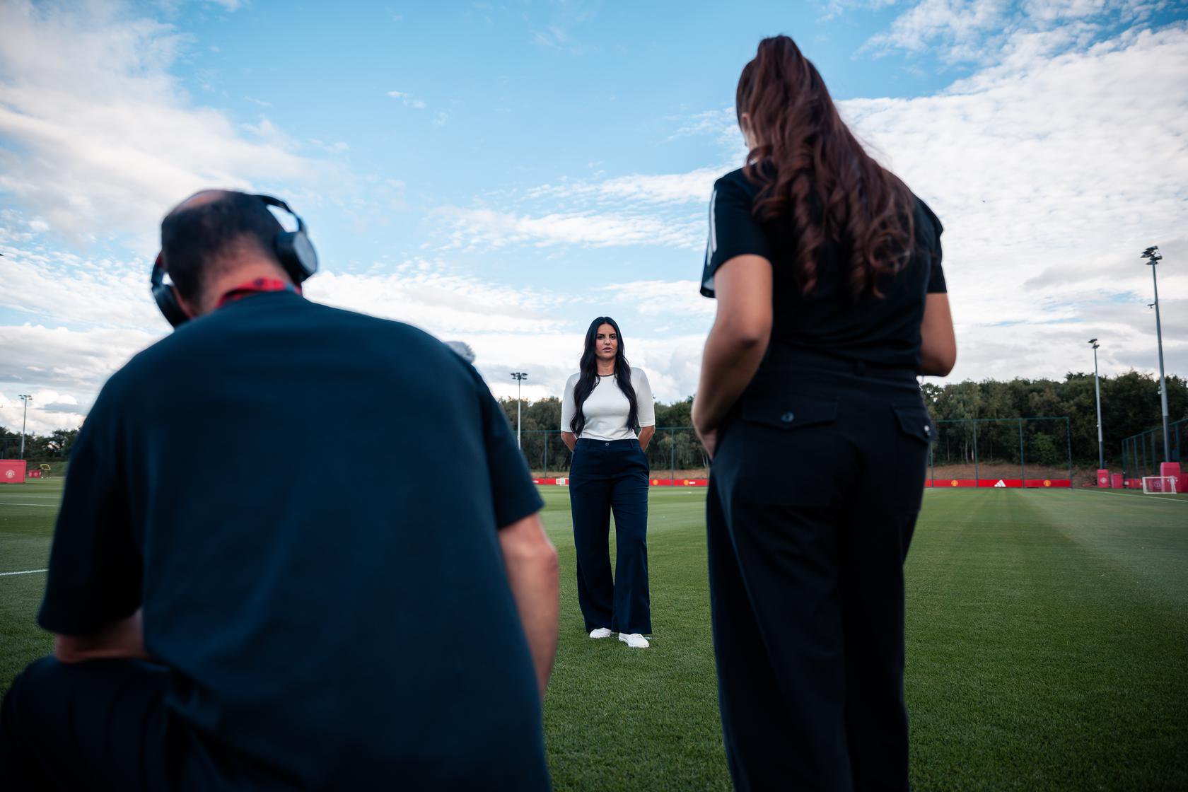 Eva Olid being interviewed in her first interview as Manchester United head coach