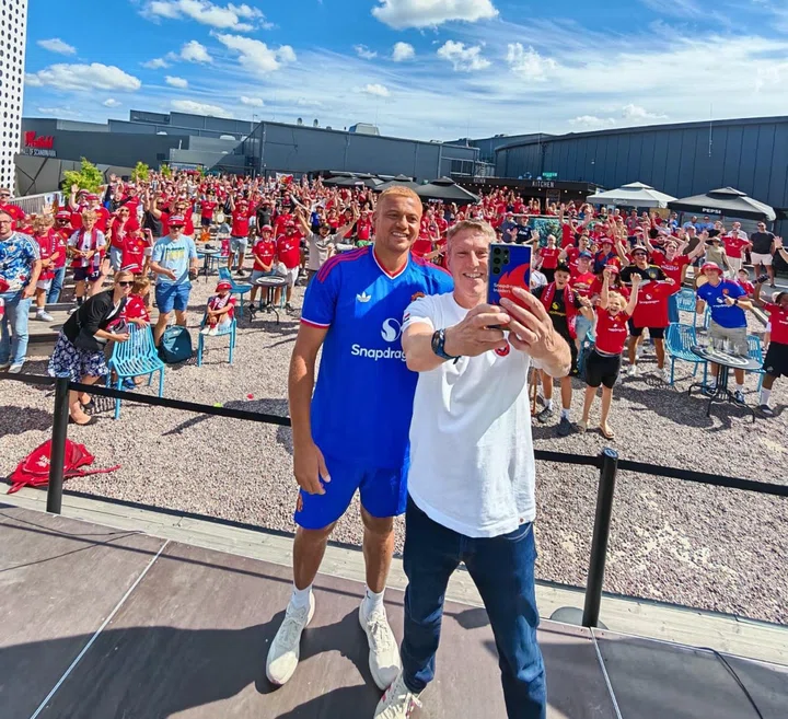 Wes Brown and Andy Mitten in Sweden