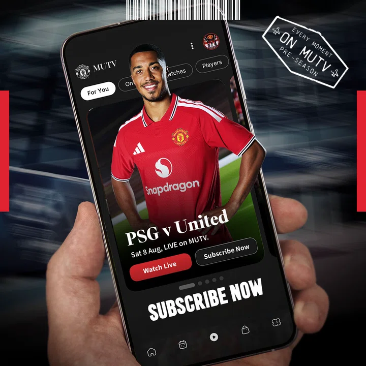 MUTV promo graphic for PSG v United