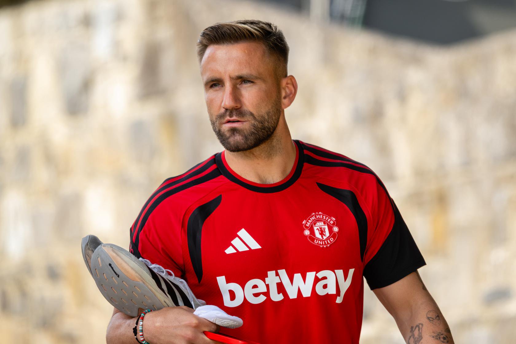 Luke Shaw in the betway training top
