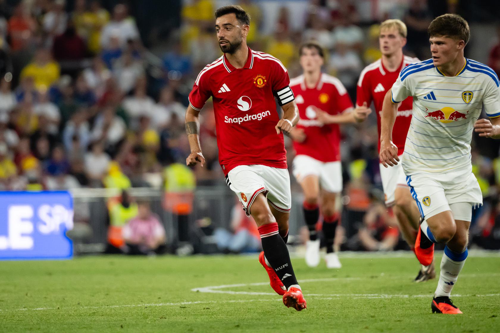 Bruno Fernandes running during clash with Leeds in Ireland | August 2026