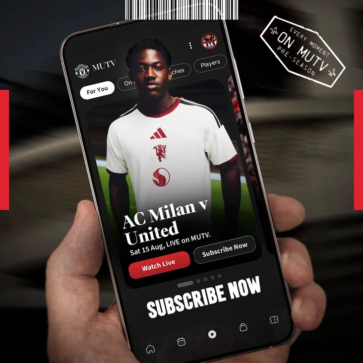Graphic for watch AC Milan v United on MUTV subscribe now