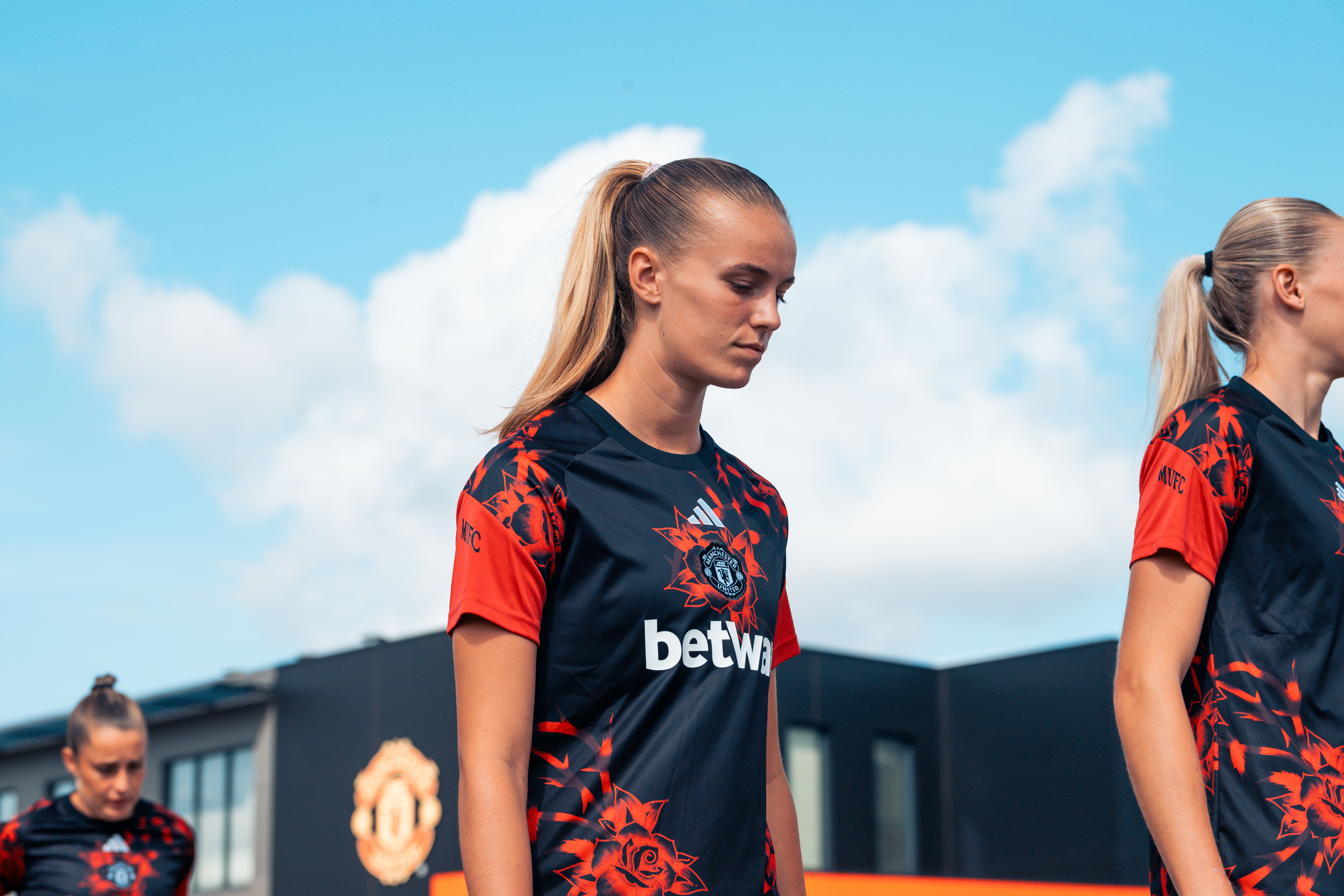 Lucy Newell walking out to pre-season friendly v Liverpool
