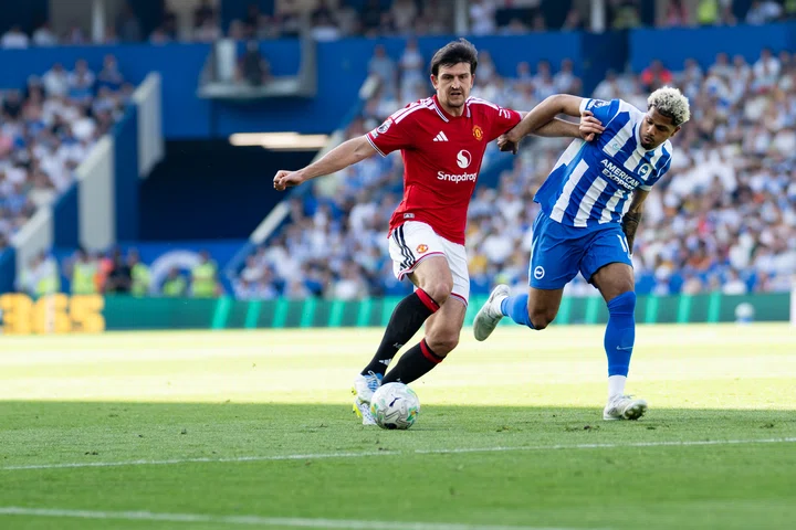 Harry Maguire pushes Georginio Rutter off the ball v Brighton | May 2026