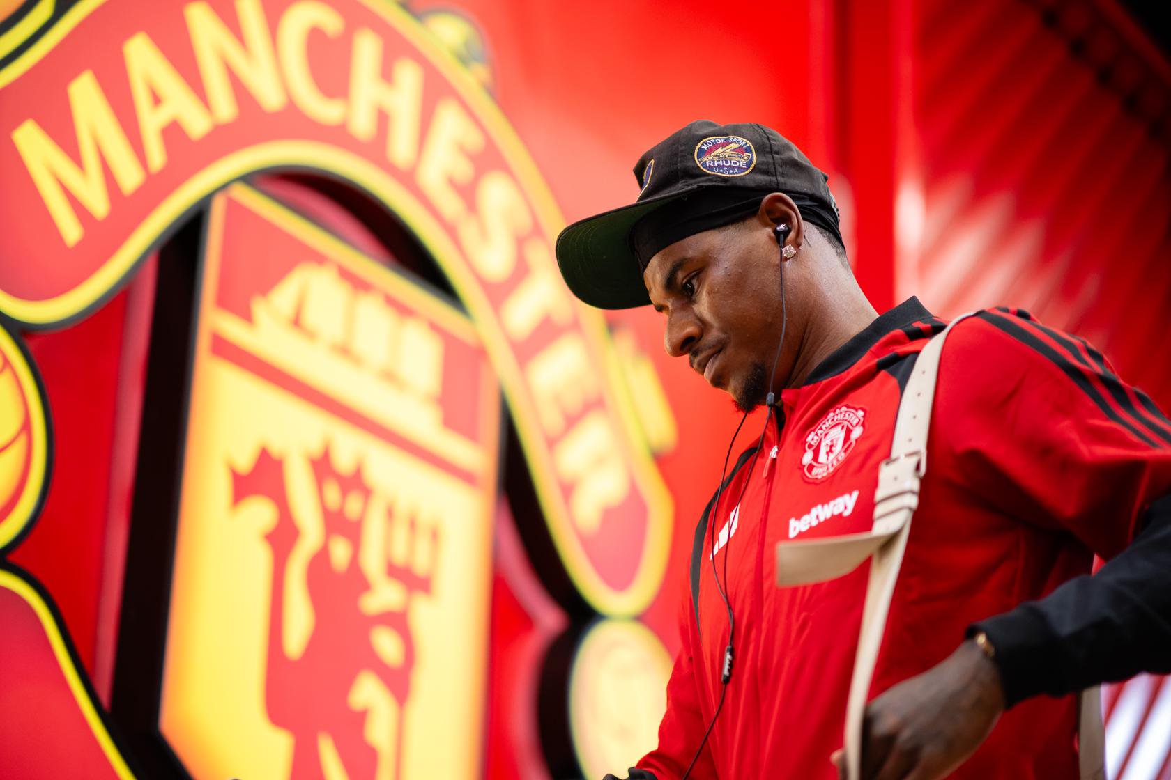 Marcus Rashford arriving at Old Trafford