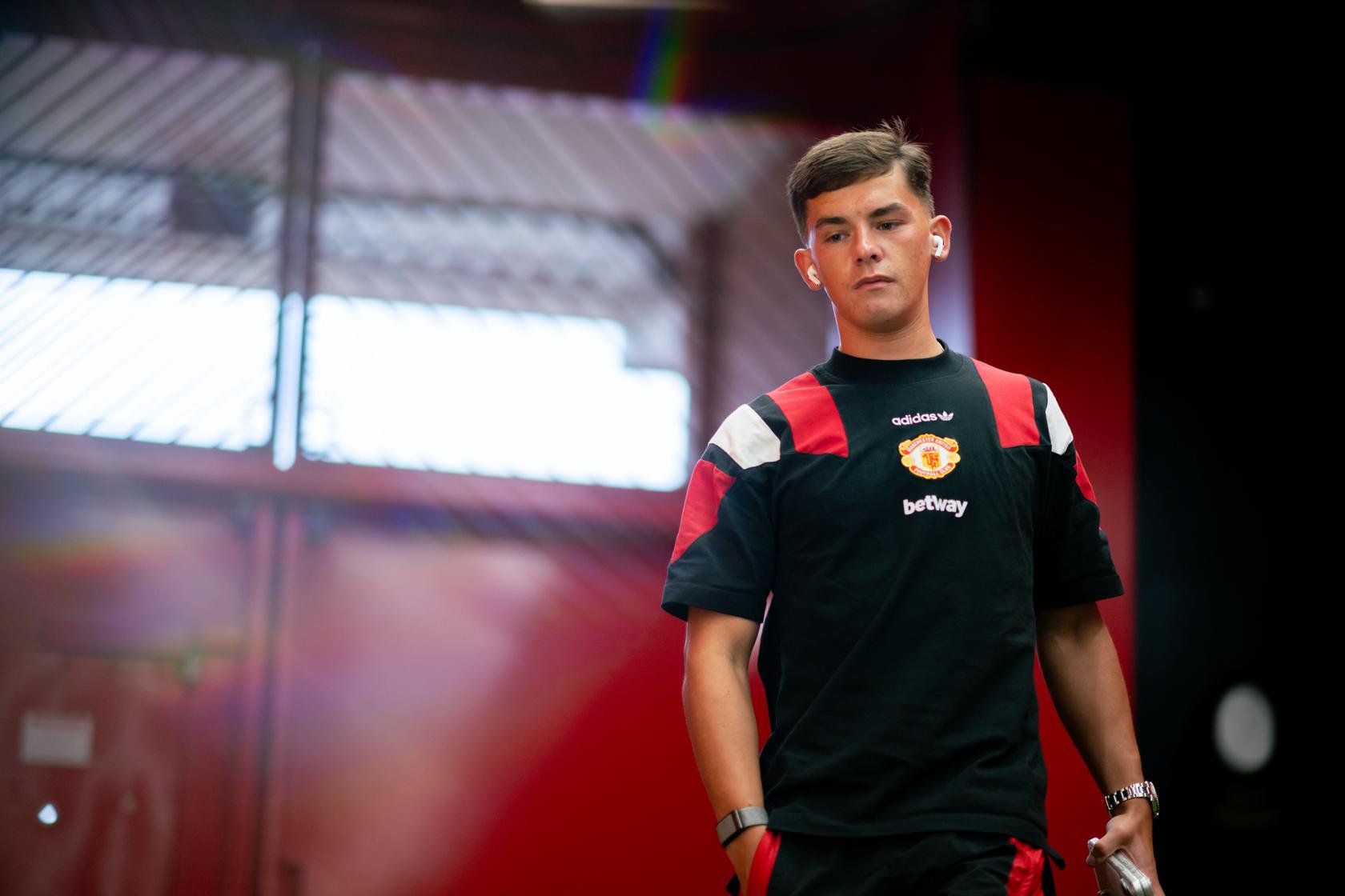 Shea Lacey arrives ahead of United v Brighton in the Carabao Cup
