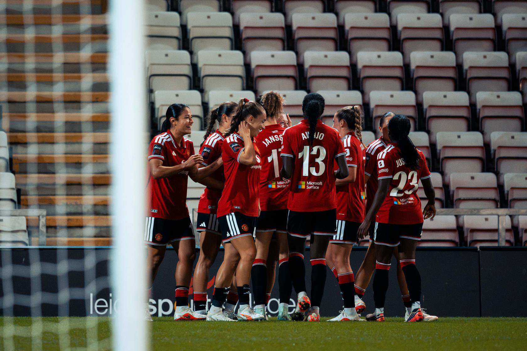 United Women celebrating goal v Sheffield United