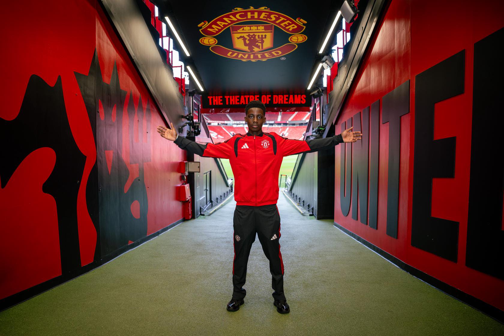 David Eze in the Old Trafford tunnel