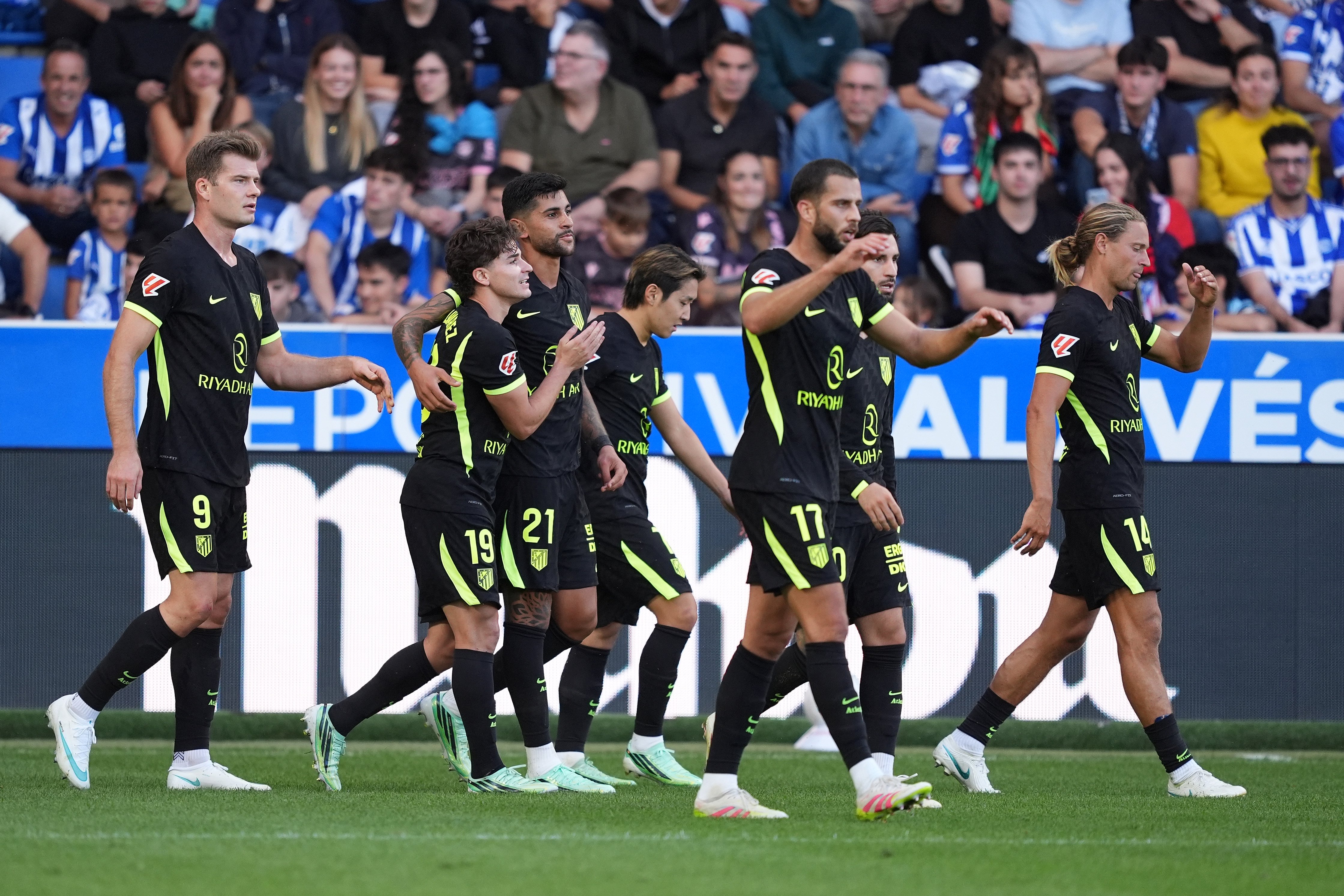Atlético Madrid players celebrating in 2026-27 season